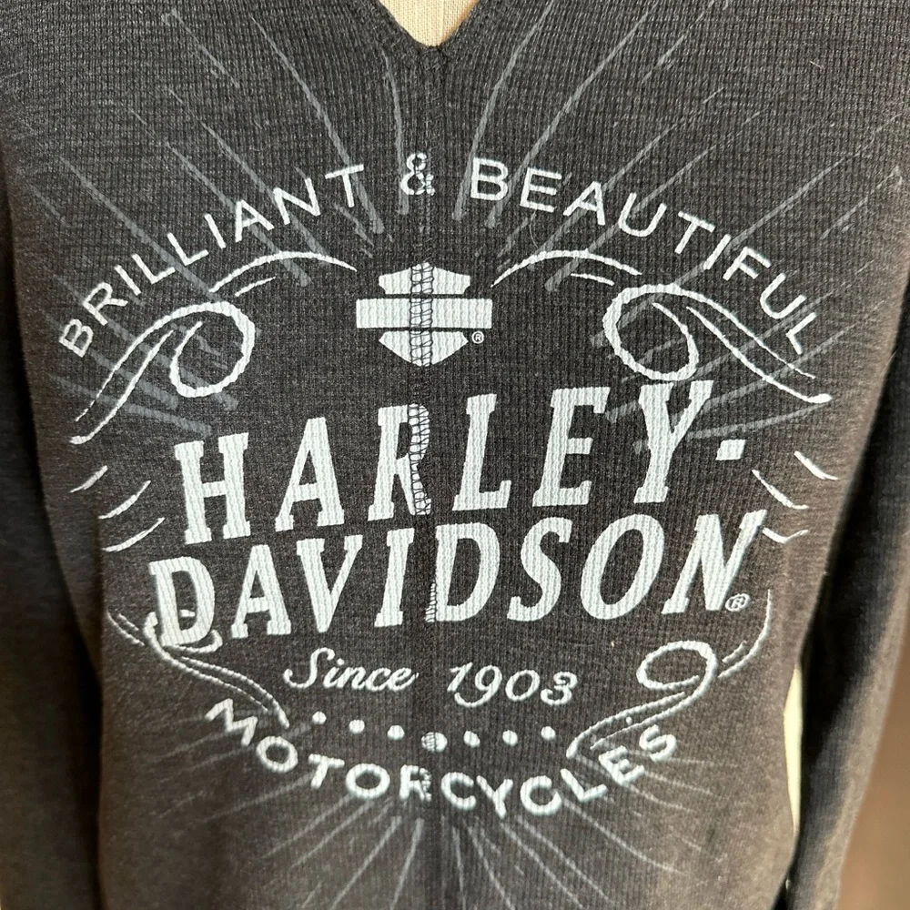 Harley Davidson Women”s Charcoal Gray Thermal. Size. large - Picture 2 of 6